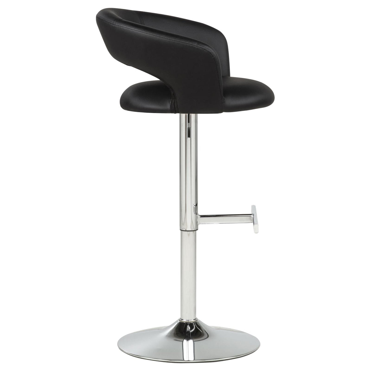 Travia Adjustable Leatherette Swivel Bar Stool Black and Chrome