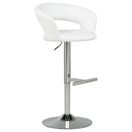Travia Adjustable Leatherette Swivel Bar Stool White and Chrome