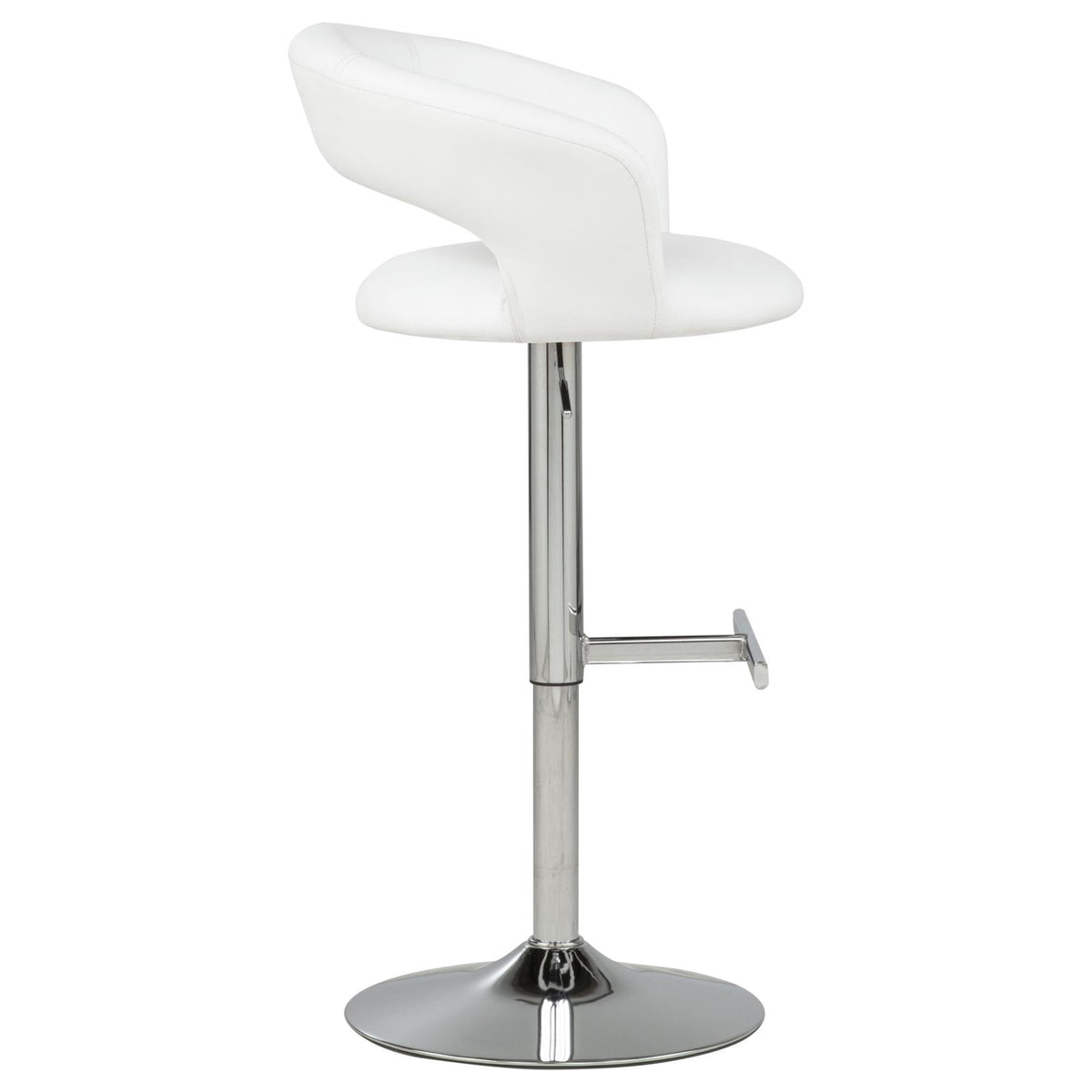 Travia Adjustable Leatherette Swivel Bar Stool White and Chrome