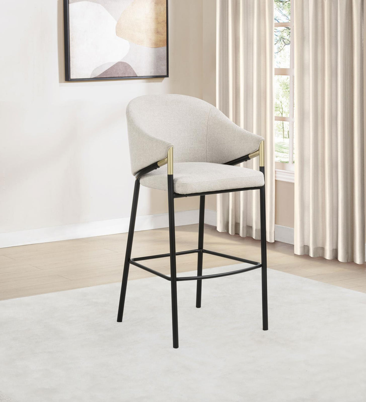 Chadwick Fabric Upholstered Bar Chair Beige (Set of 2)