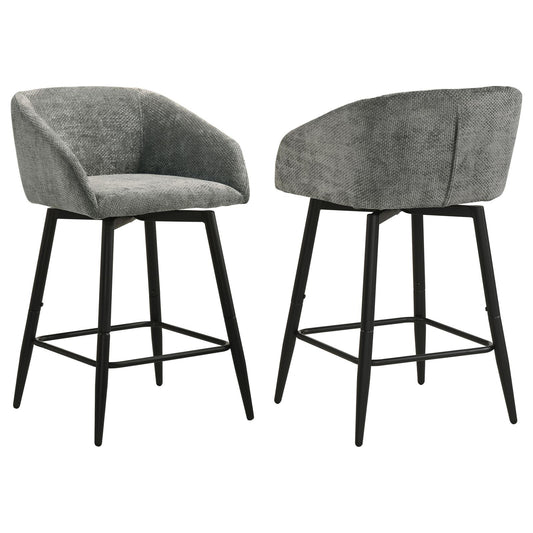 Rainer Fabric Upholstered Swivel Counter Height Chair Charcoal (Set of 2)