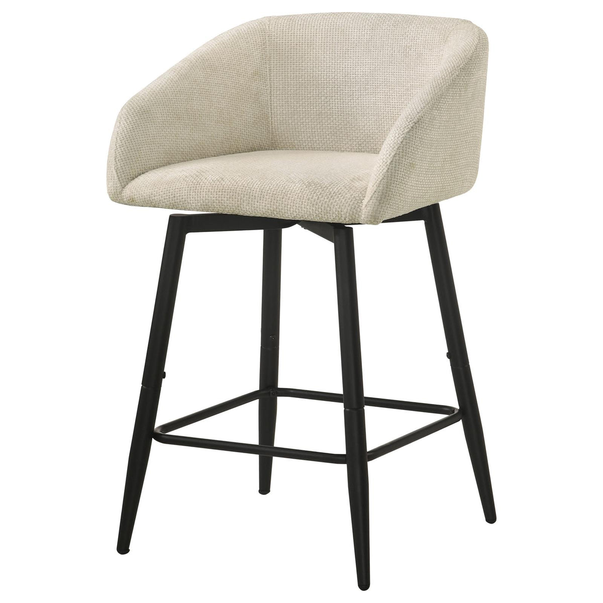 Rainer Fabric Upholstered Swivel Counter Height Chair Cream (Set of 2)