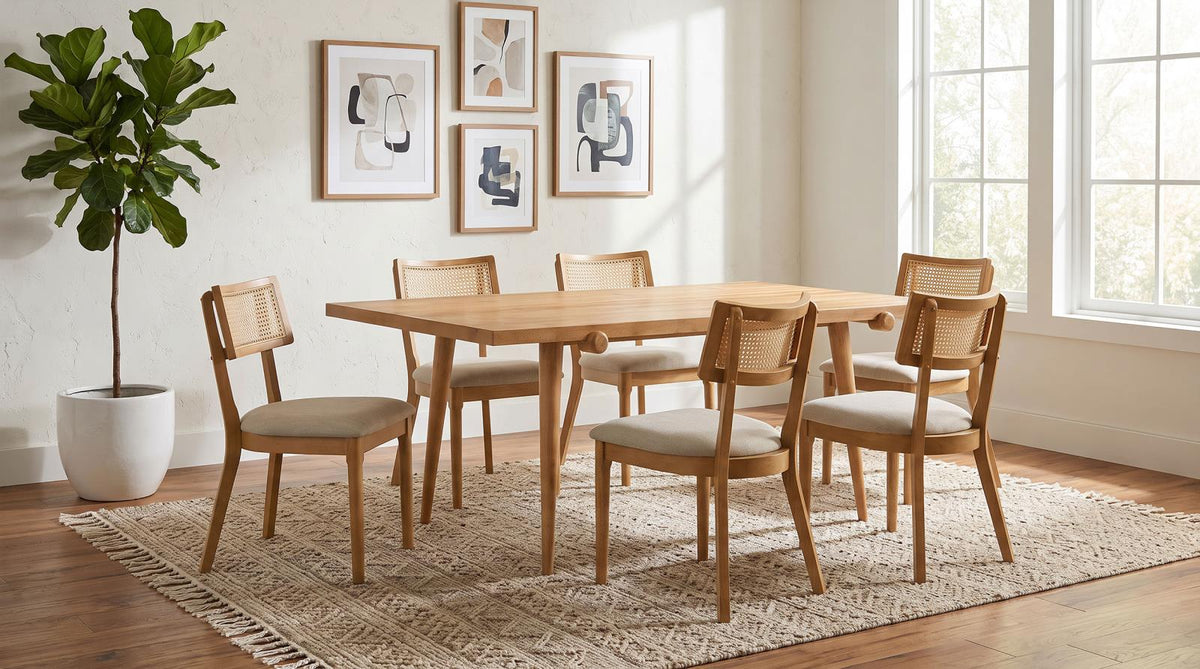 Fabra 79-inch Rectangular Dining Set Honey Wheat