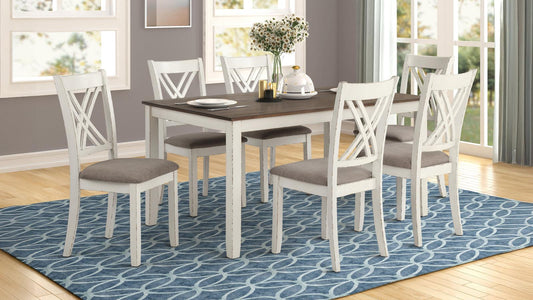 Fortress 7-piece Rectangular Dining Set Vintage Vanilla