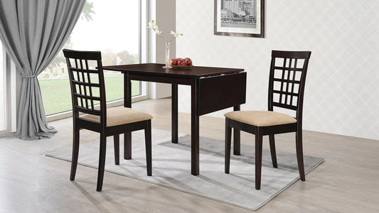 Kelso Drop Leaf Dining Table Set Cappuccino and Tan