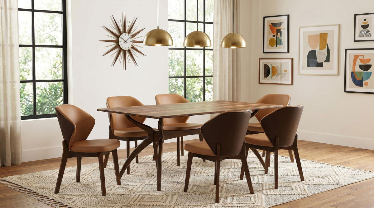Randolph Smart Top Rectangular Dining Set Sheesham and Brown