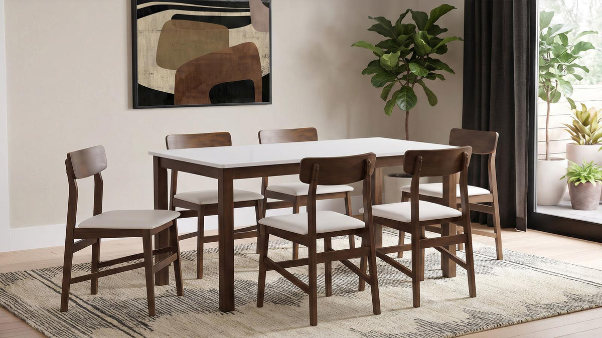Merrin 55-inch Rectangular Dining Set Off White and Walnut