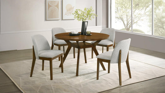 Mueller 48-inch Round Dining Set Brown and Beige