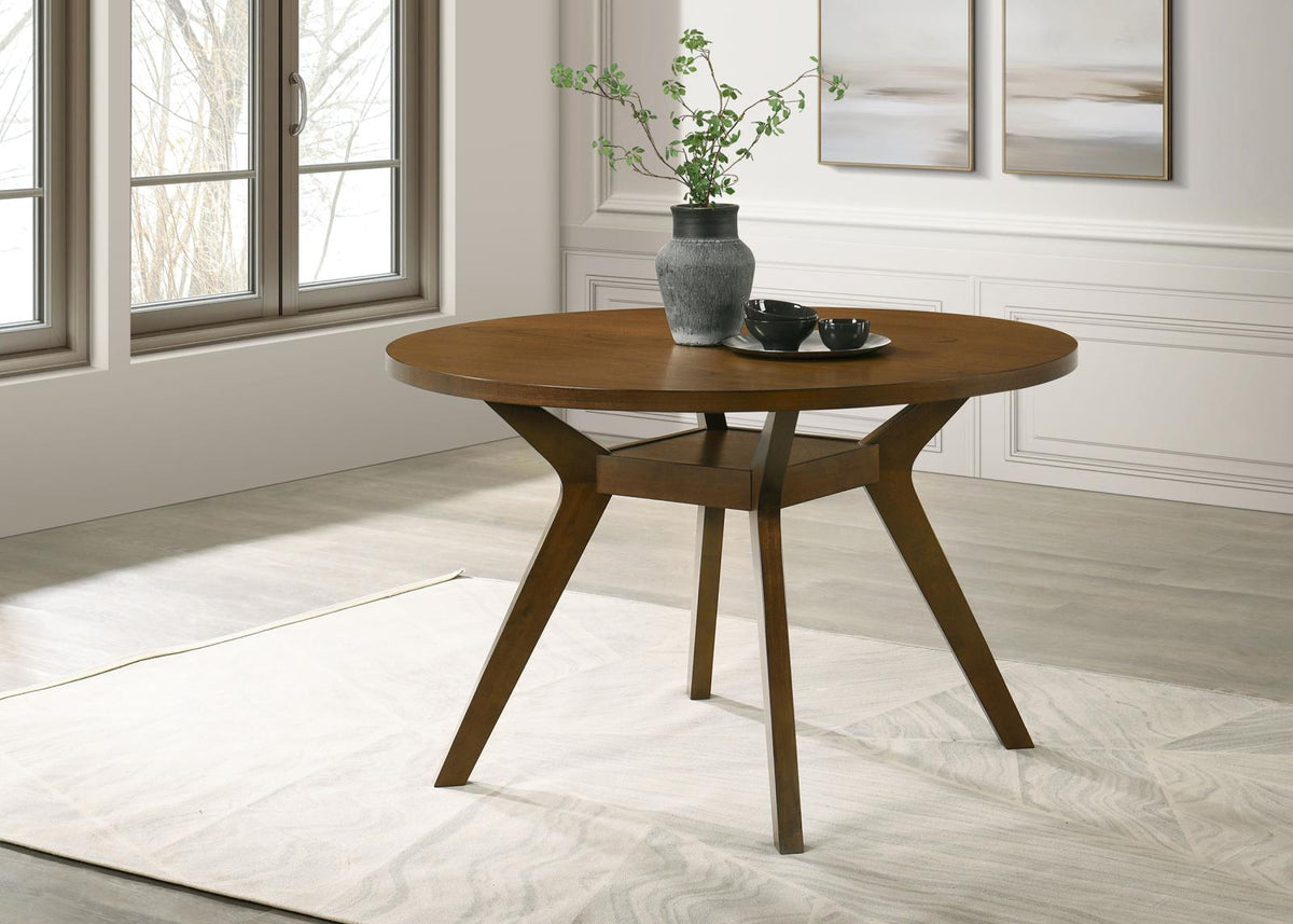 Mueller 48-inch Round Dining Set Brown and Beige