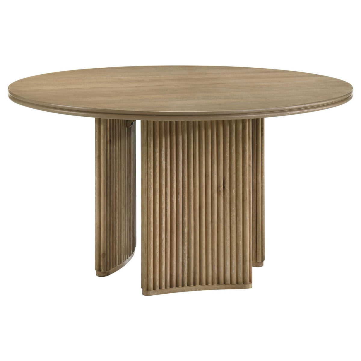 Adina Round Dining Table Set Distressed Light Brown