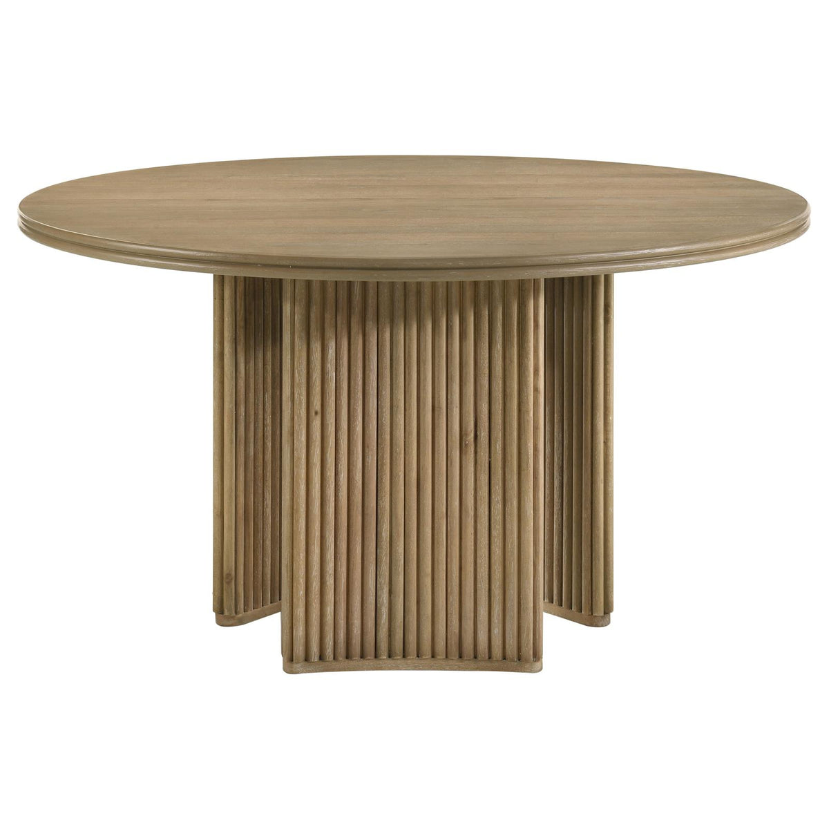 Adina Round Dining Table Set Distressed Light Brown