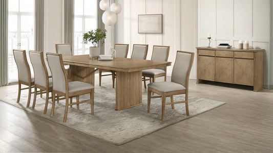 Adina Extension Dining Set Distressed Light Brown