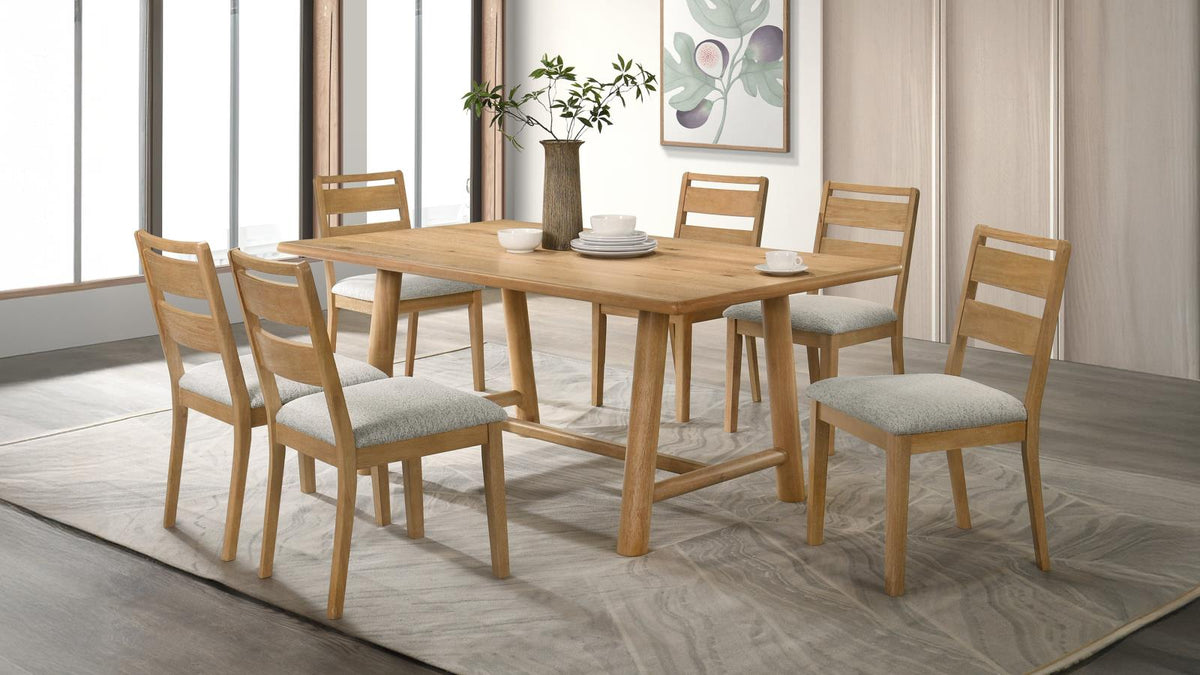Duncan Rectangular Wood Dining Table Set Washed Oak