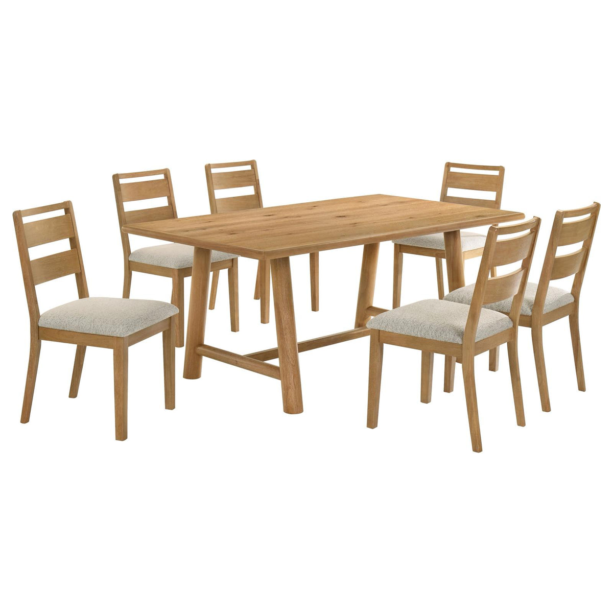 Duncan Rectangular Wood Dining Table Set Washed Oak