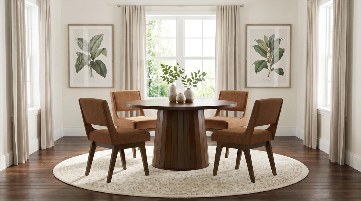 Galindo 52-inch Round Dining Set Light Grey and Walnut