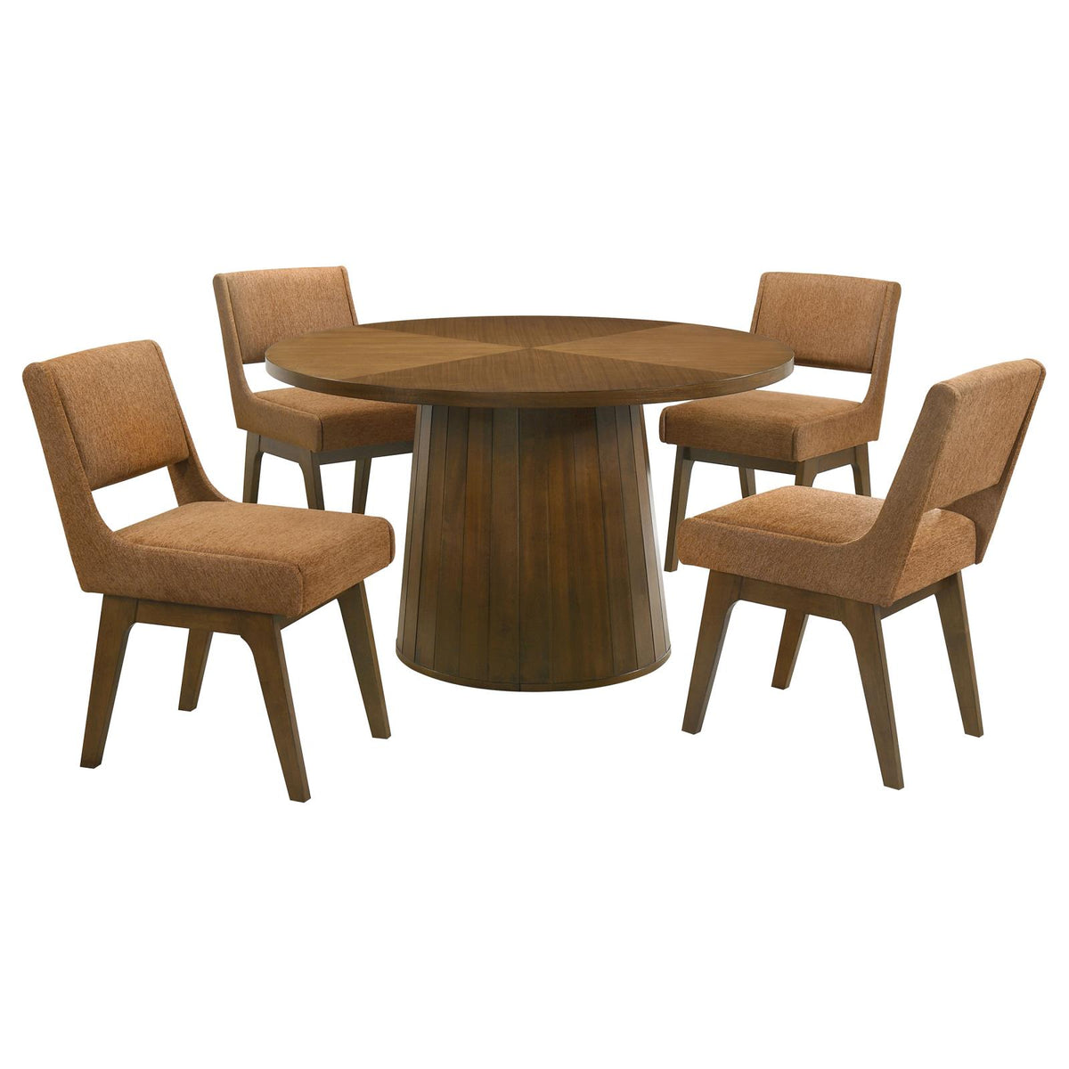 Galindo 52-inch Round Dining Set Light Grey and Walnut