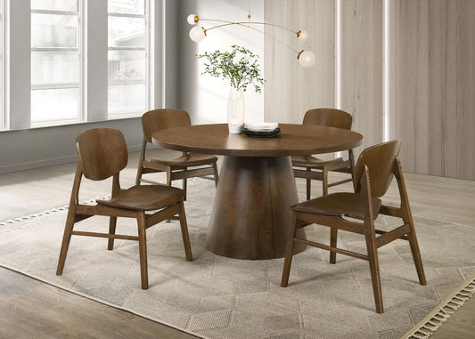 Franklin 54-inch Round Dining Table Set Dark Brown
