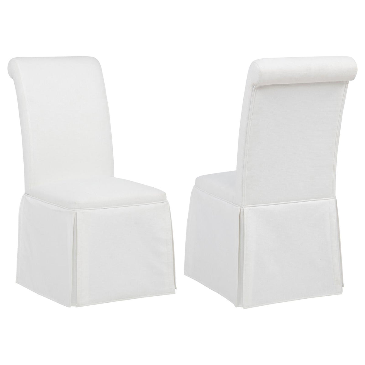 Shawna Upholstered Skirted Side Chair White (Set of 2)