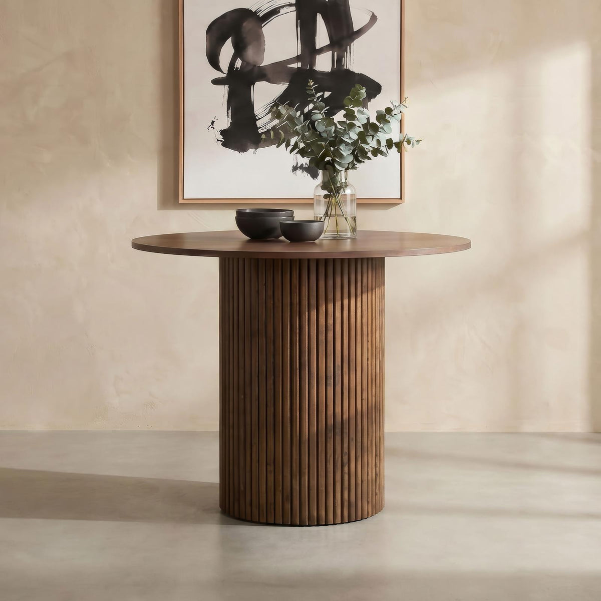 Hamlyn 43-inch Round Wood Counter Height Dining Table Walnut