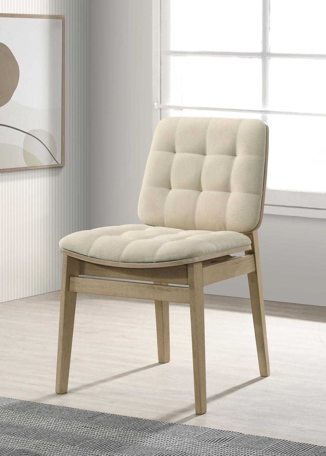 Redbridge Upholstered Side Chair Cream and Natural Oak (Set of 2)