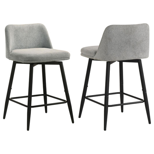Mellor Fabric Upholstered Swivel Counter Chair Grey (Set of 2)