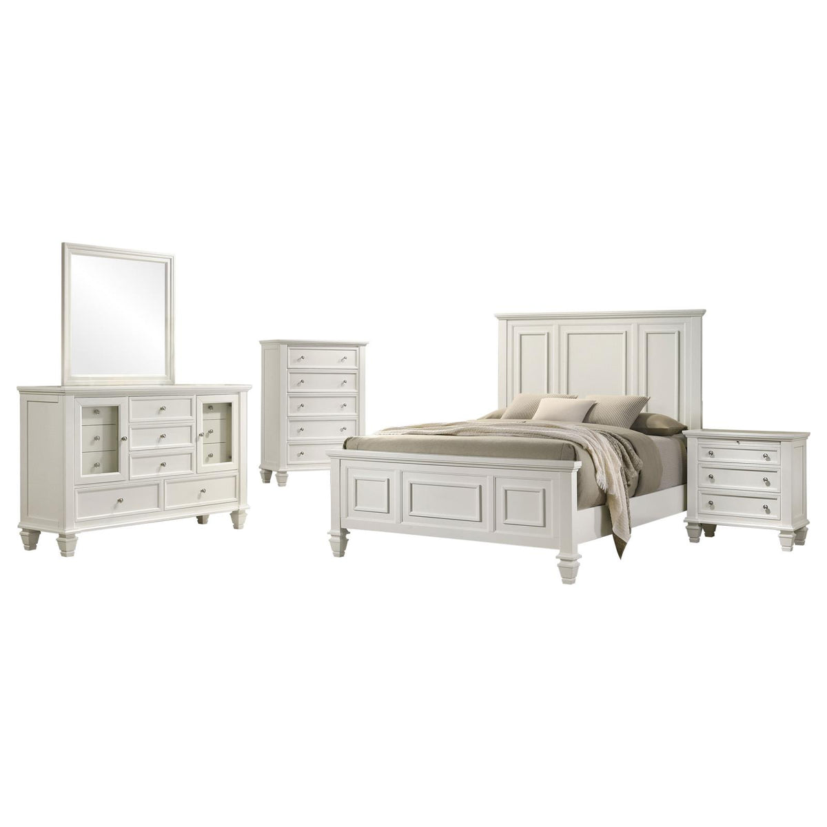 Sandy Beach Panel Bedroom Set - Cream White