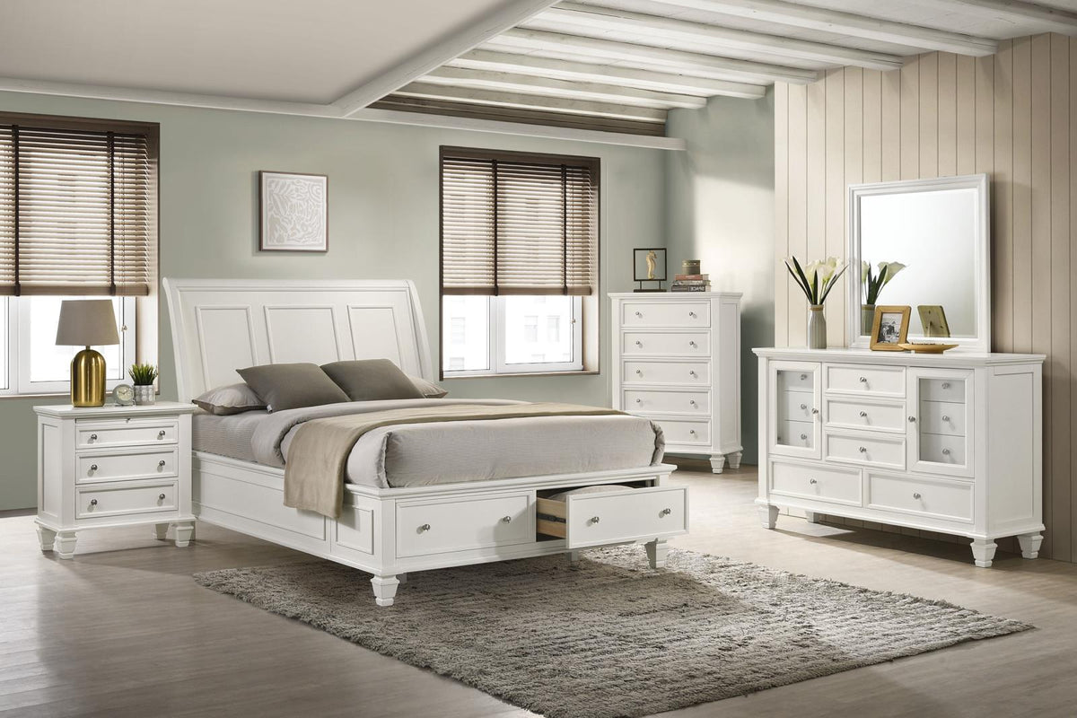 Sandy Beach Panel Bedroom Set - Cream White