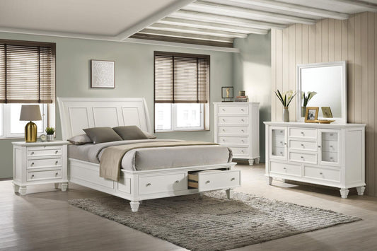 Sandy Beach Panel Bedroom Set - Cream White
