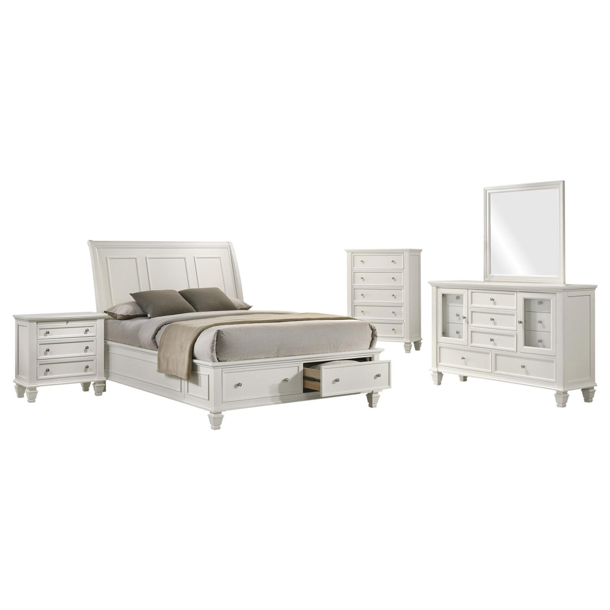 Sandy Beach Panel Bedroom Set - Cream White