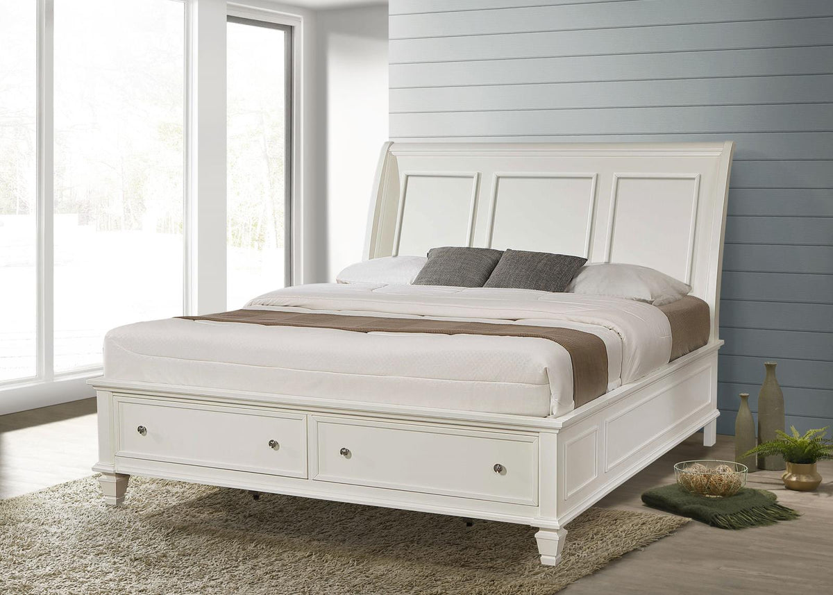Sandy Beach Panel Bedroom Set - Cream White