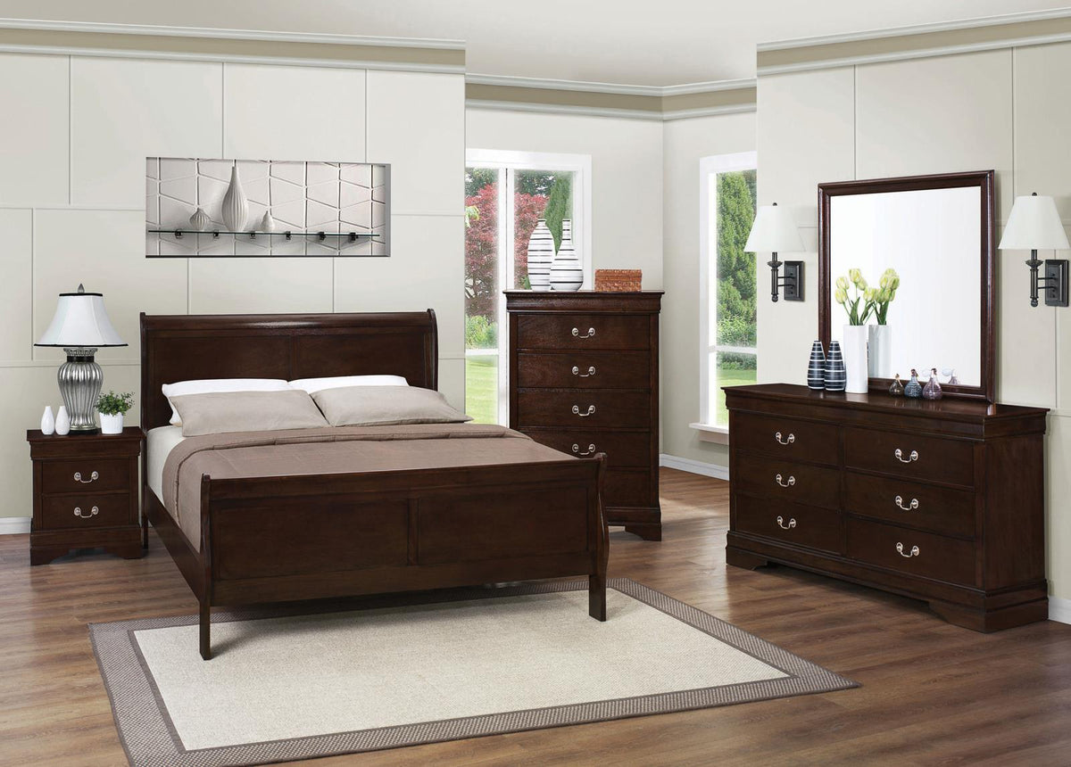 Louis Philippe Sleigh Bedroom Set - Cappuccino