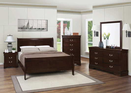 Louis Philippe Sleigh Bedroom Set - Cappuccino