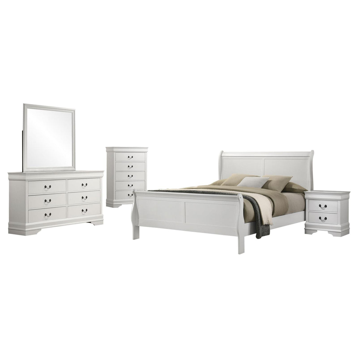 Louis Philippe Panel Bedroom Set - White