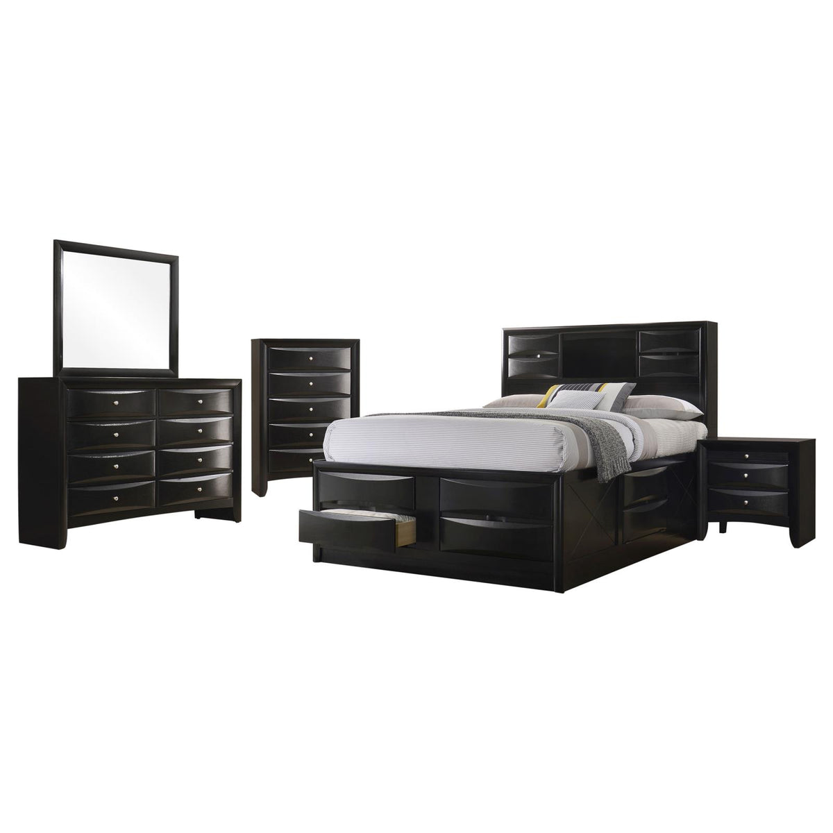 Briana Bookcase Bedroom Set - Black