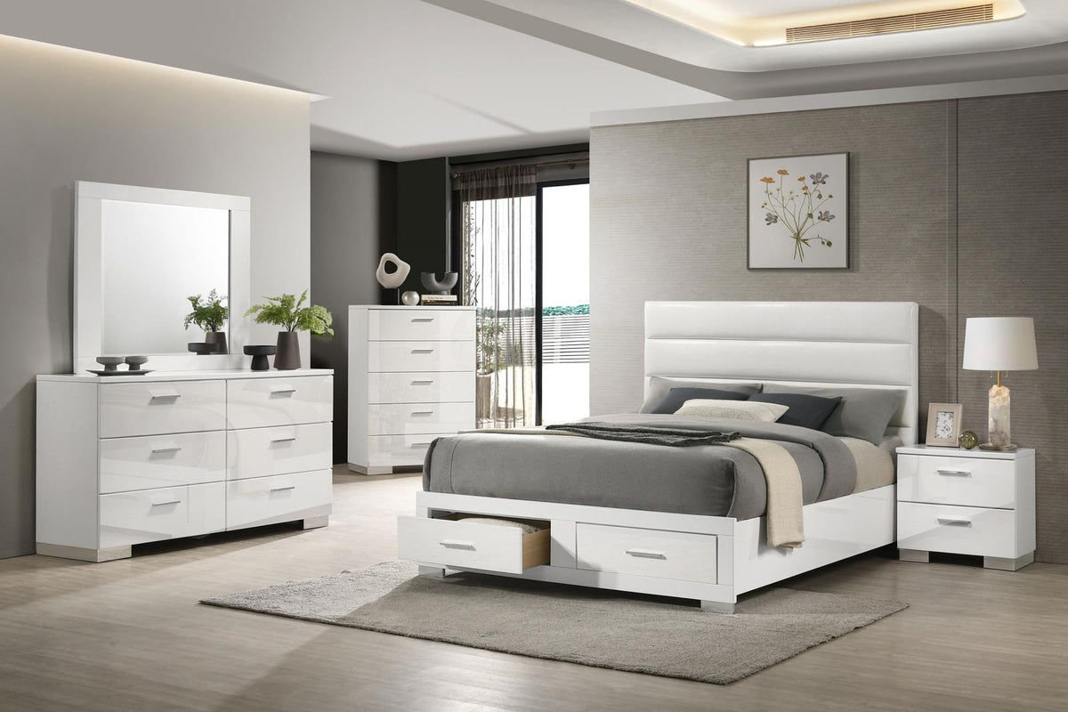 Felicity Storage Bedroom Set - White High Gloss
