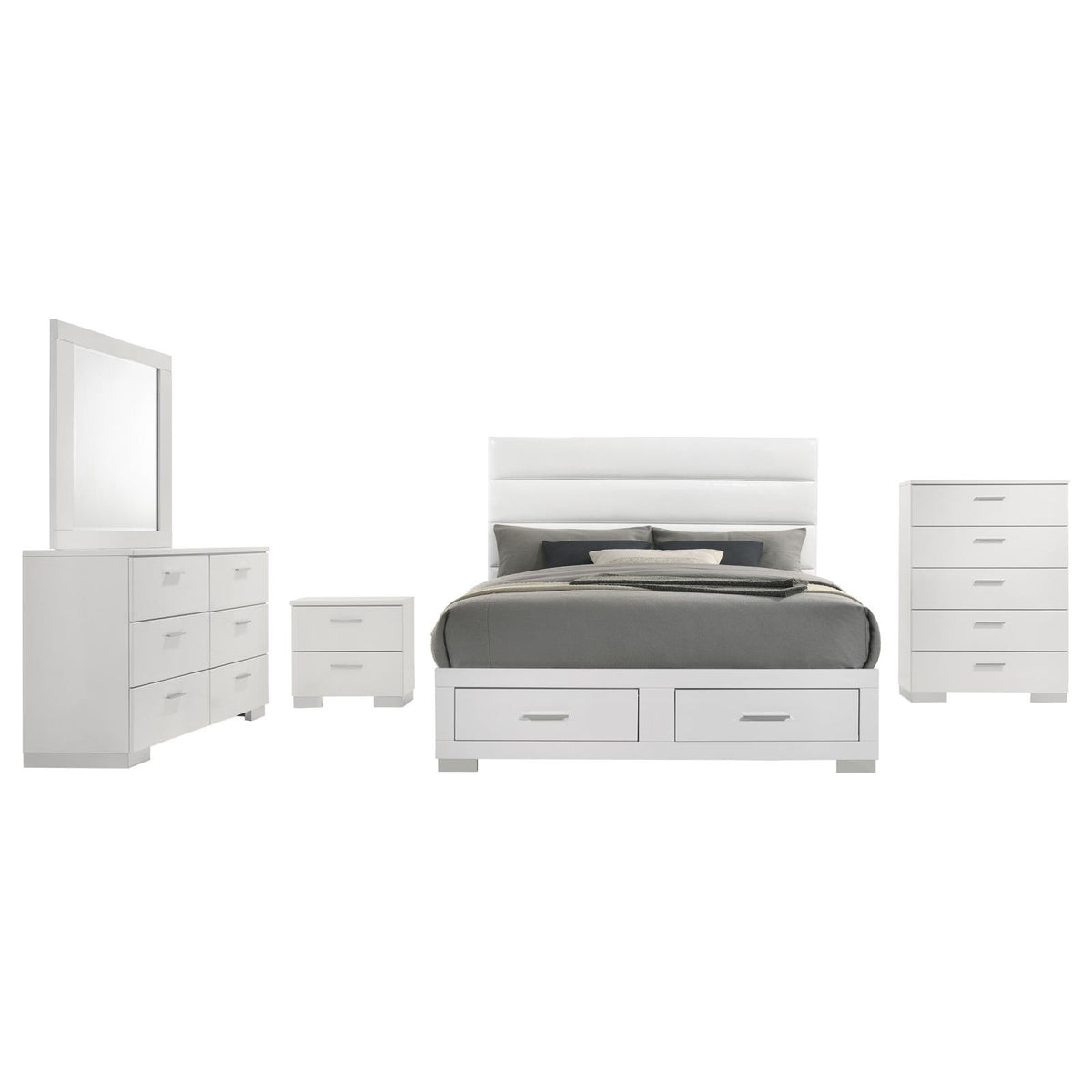 Felicity Storage Bedroom Set - White High Gloss