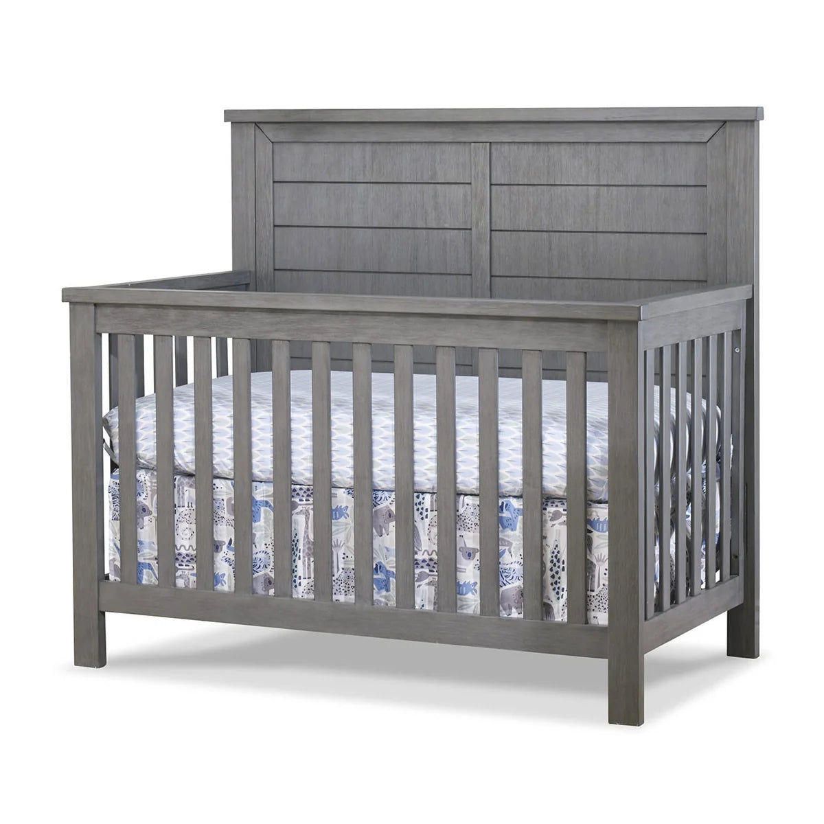 Farmhouse Nursery Set — Convertible Crib, Double Dresser & Chifferobe in Grigio