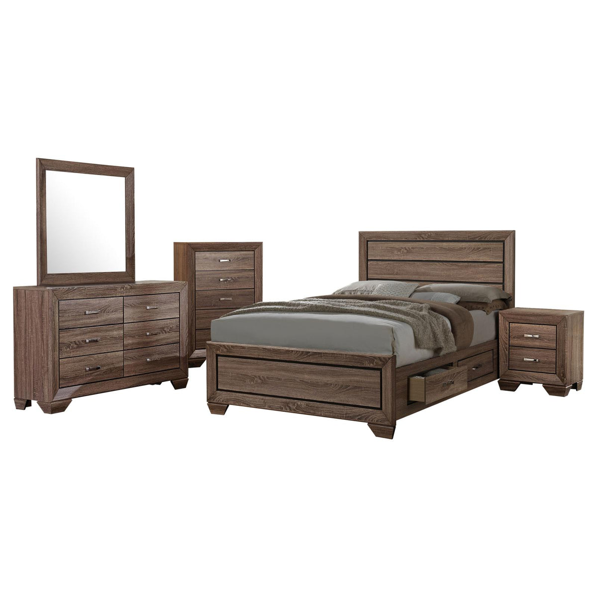 Kauffman Panel Bedroom Set - Washed Taupe