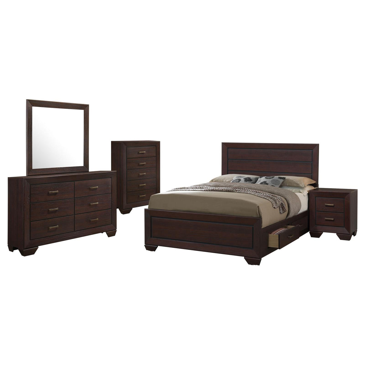 Kauffman Panel Bedroom Set - Dark Cocoa