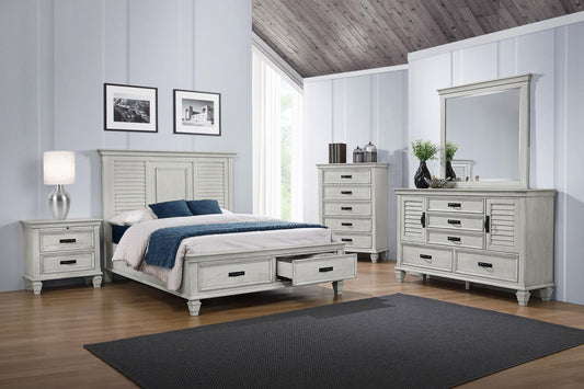 Franco Panel Bedroom Set - Distressed White