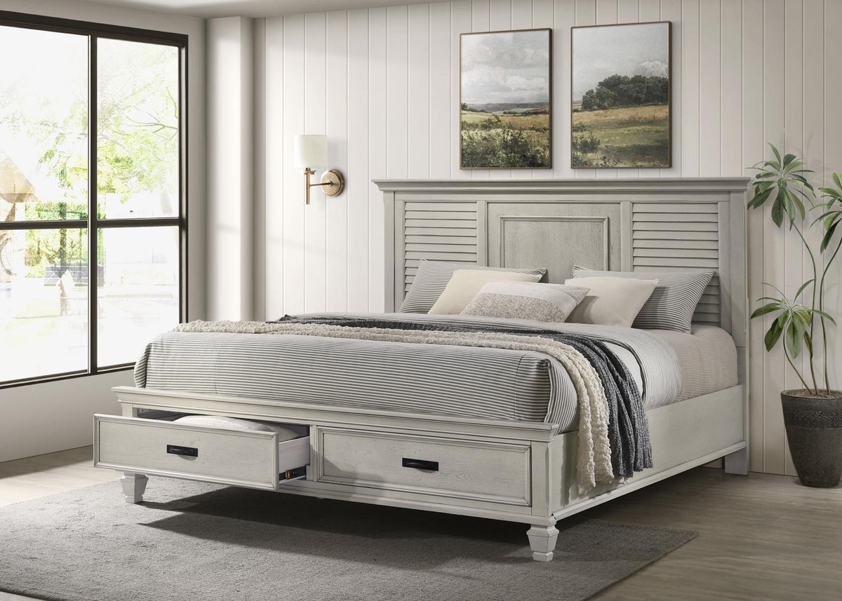 Franco Panel Bedroom Set - Distressed White