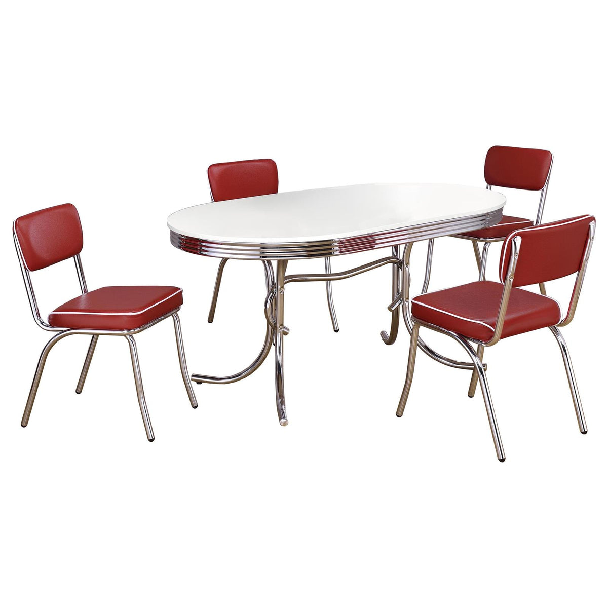 Retro Oval Dining Table Set White and Black