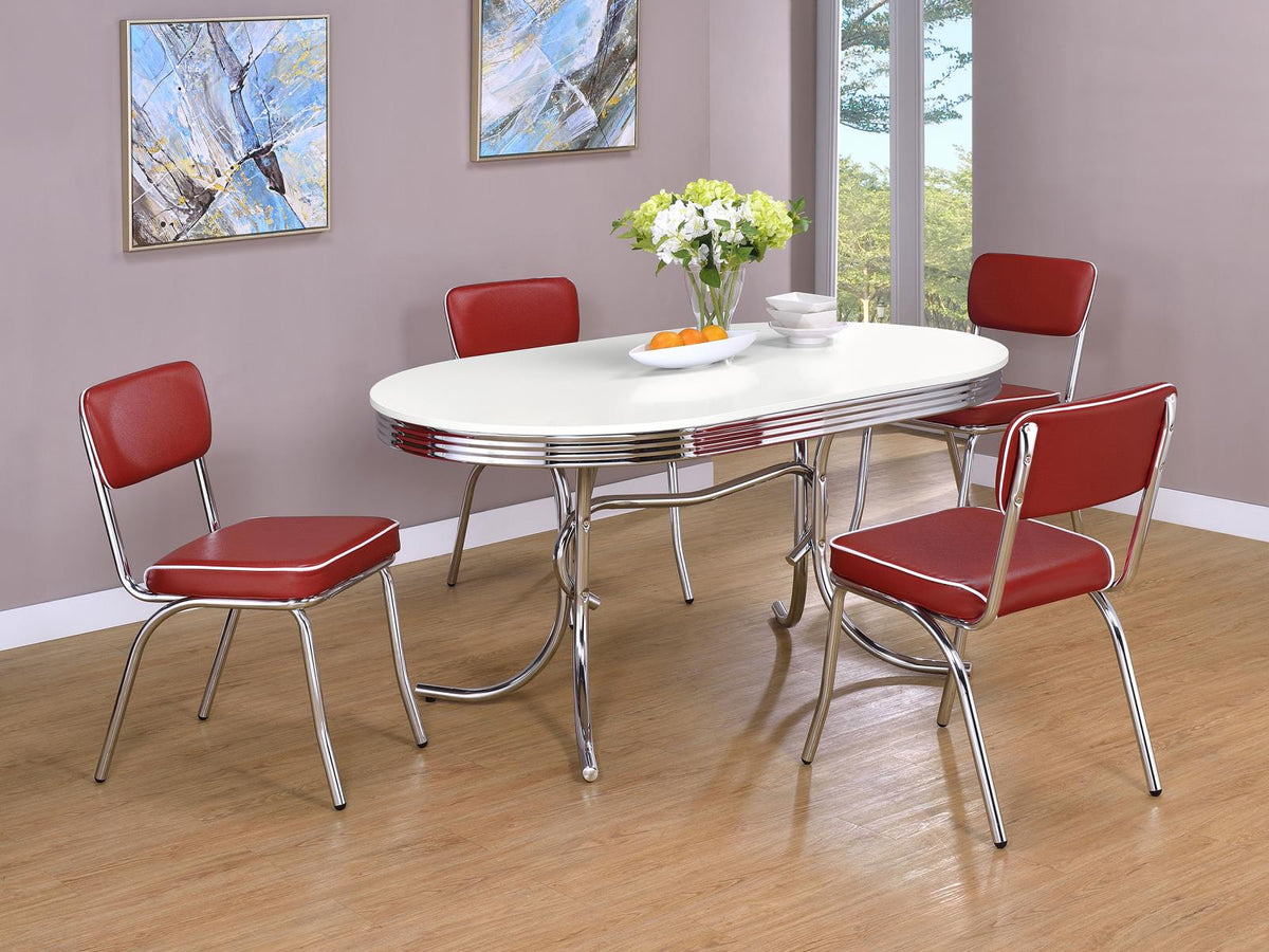 Retro Oval Dining Table Set White and Black