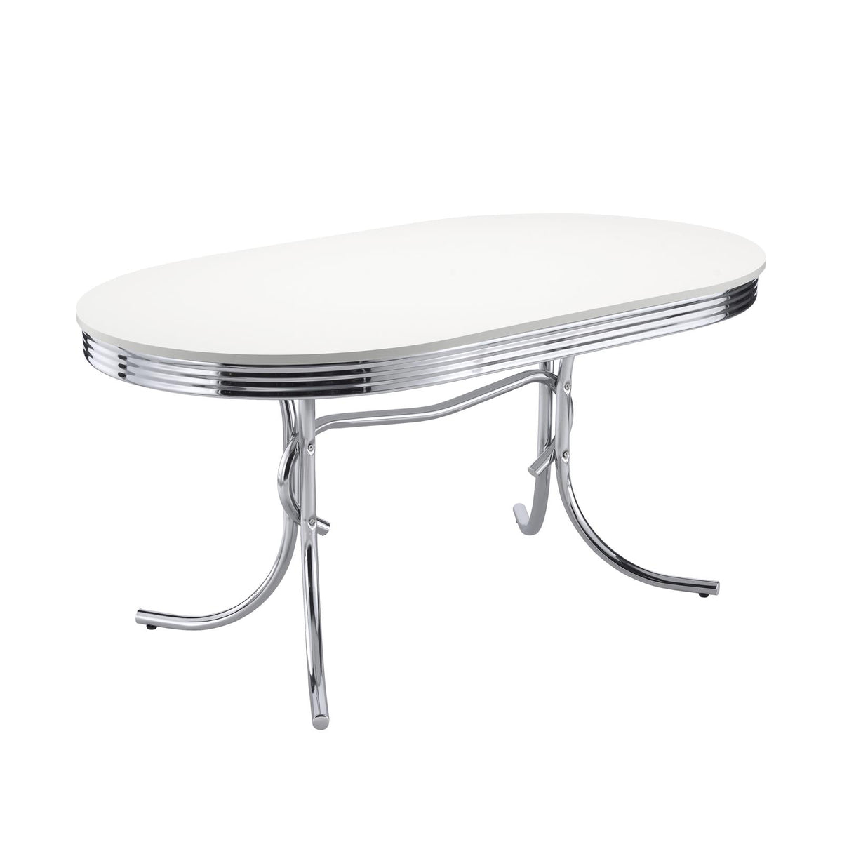 Retro Oval Dining Table Set White and Black