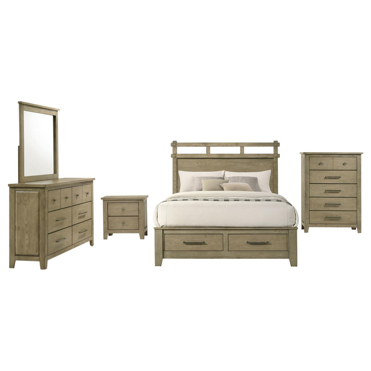 Hazlewood Storage Bedroom Set - Vineyard Oak