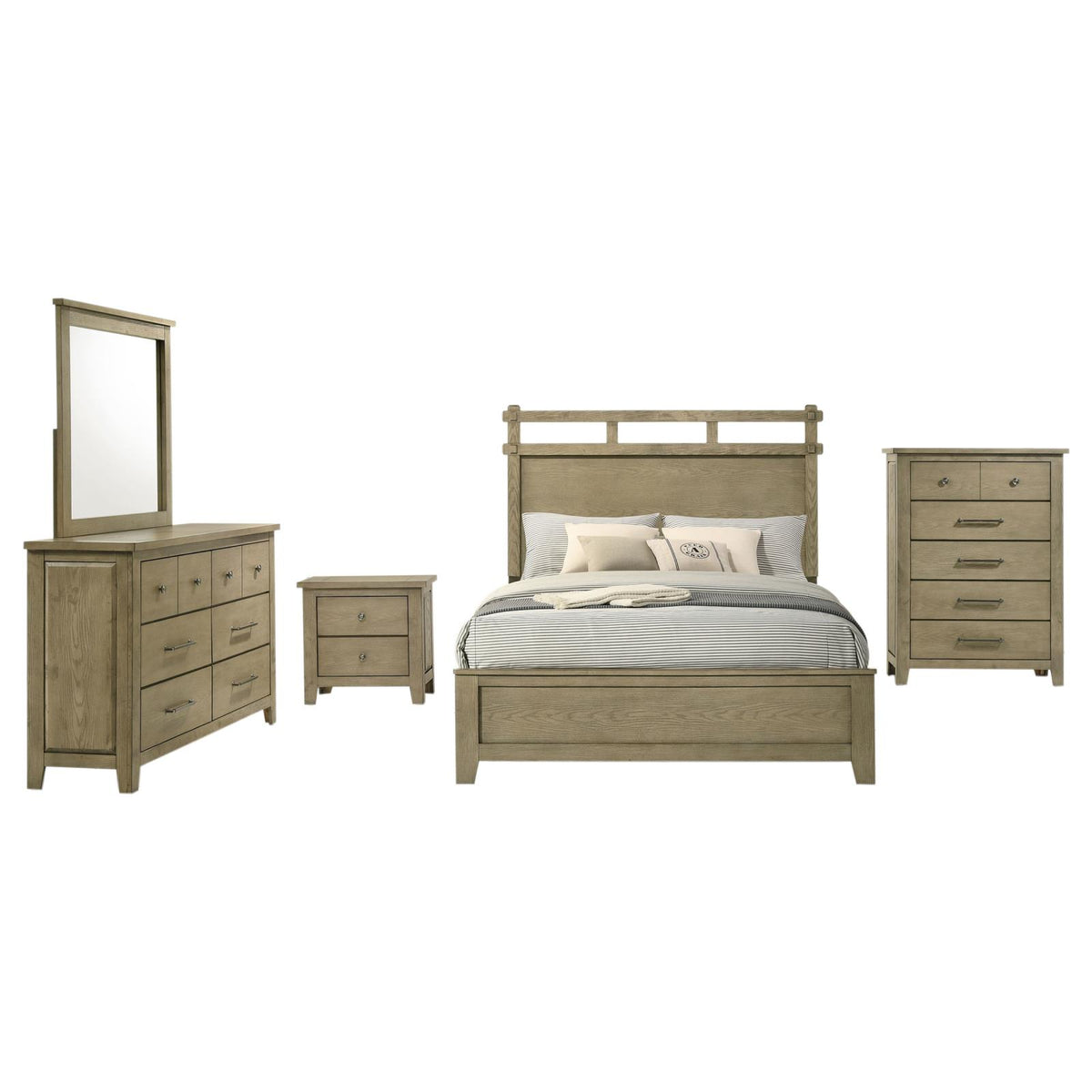 Hazlewood Panel Bedroom Set - Vineyard Oak