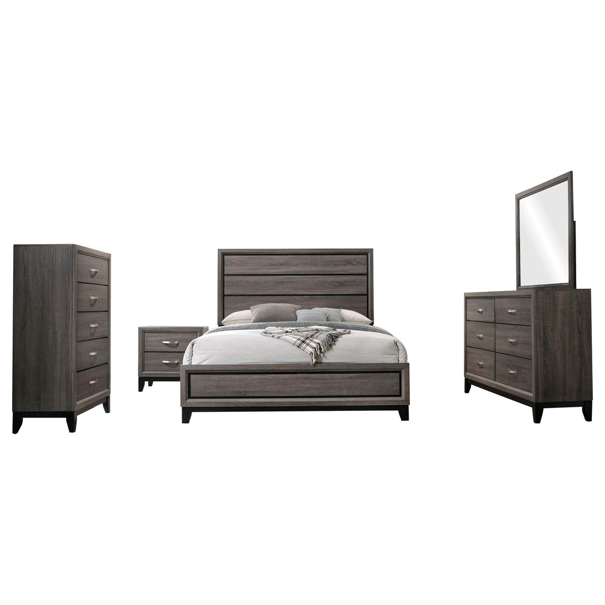 Watson Panel Bedroom Set - Grey Oak