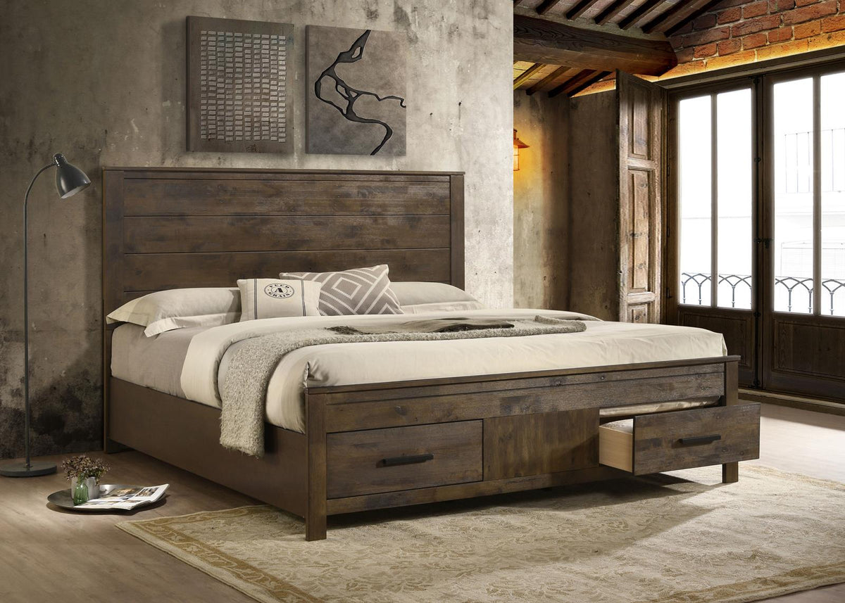 Woodmont Storage Bedroom Set - Rustic Golden Brown