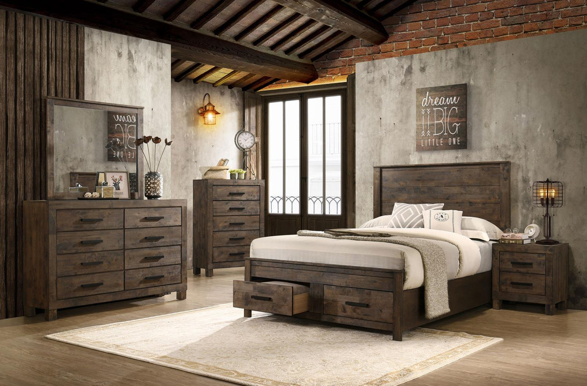 Woodmont Storage Bedroom Set - Rustic Golden Brown