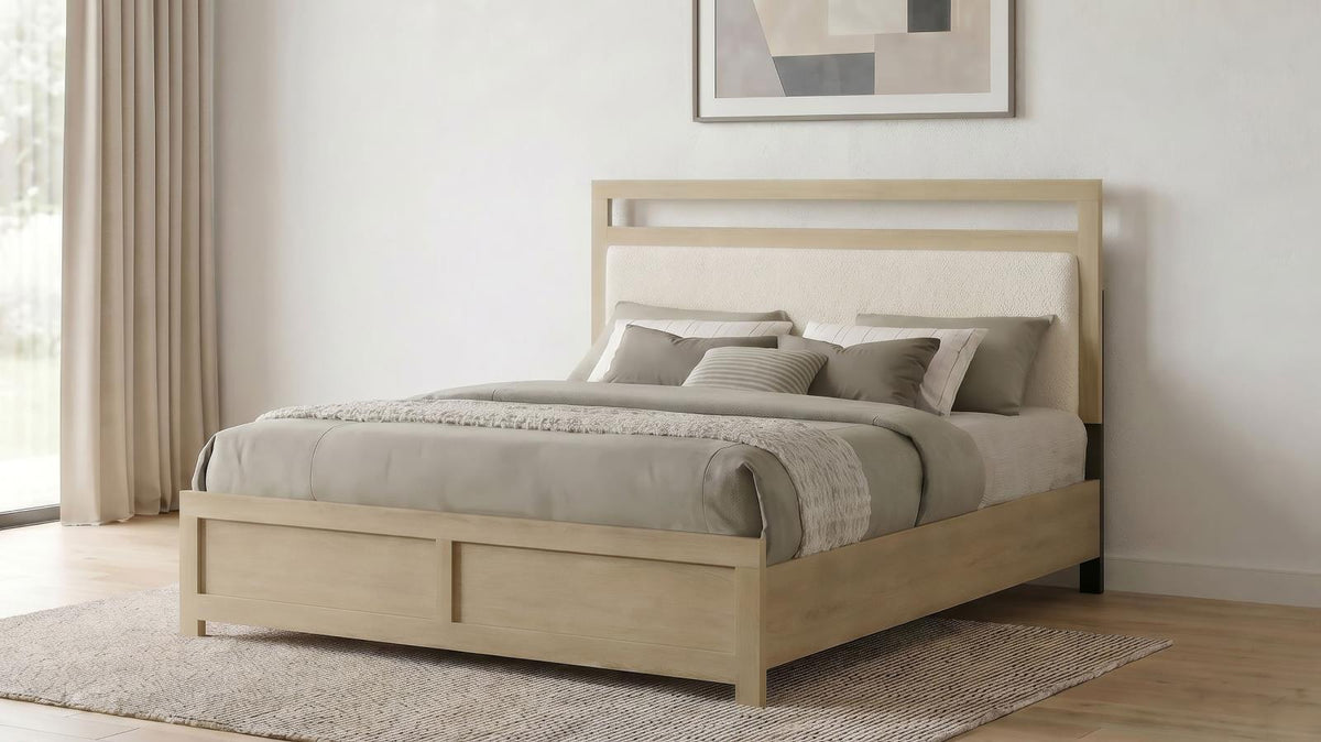 Hendricks Platform Bedroom Set - Light Oak / Cream